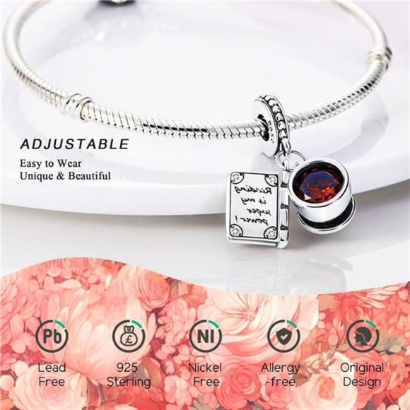 925 sterling silver travel charms airplane passport heart bead fits Pandora brac - Picture 5 of 7